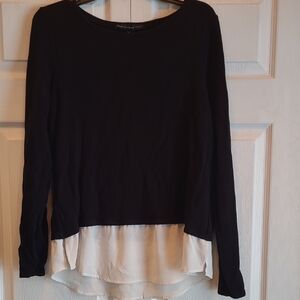 White House Black Market Black and White Long Sleeve Top
